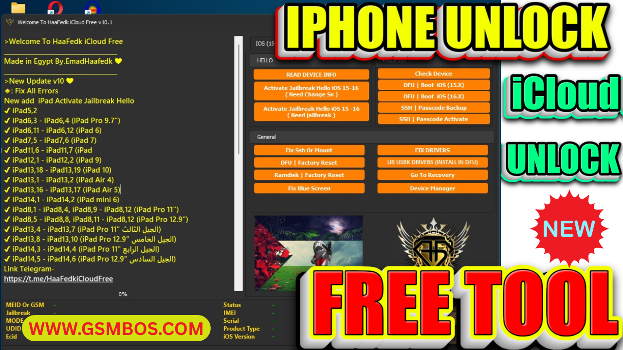 HaaFedk iCloud Free V10.1- Latest Update -Gsmbos